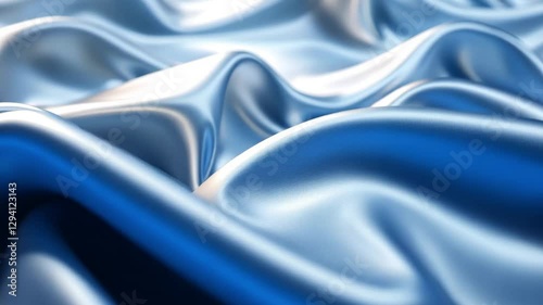 The background is made of iridescent silk fabric in light blue.
