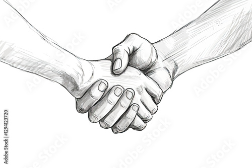 Handshake vector illustration. Hand drawn background.