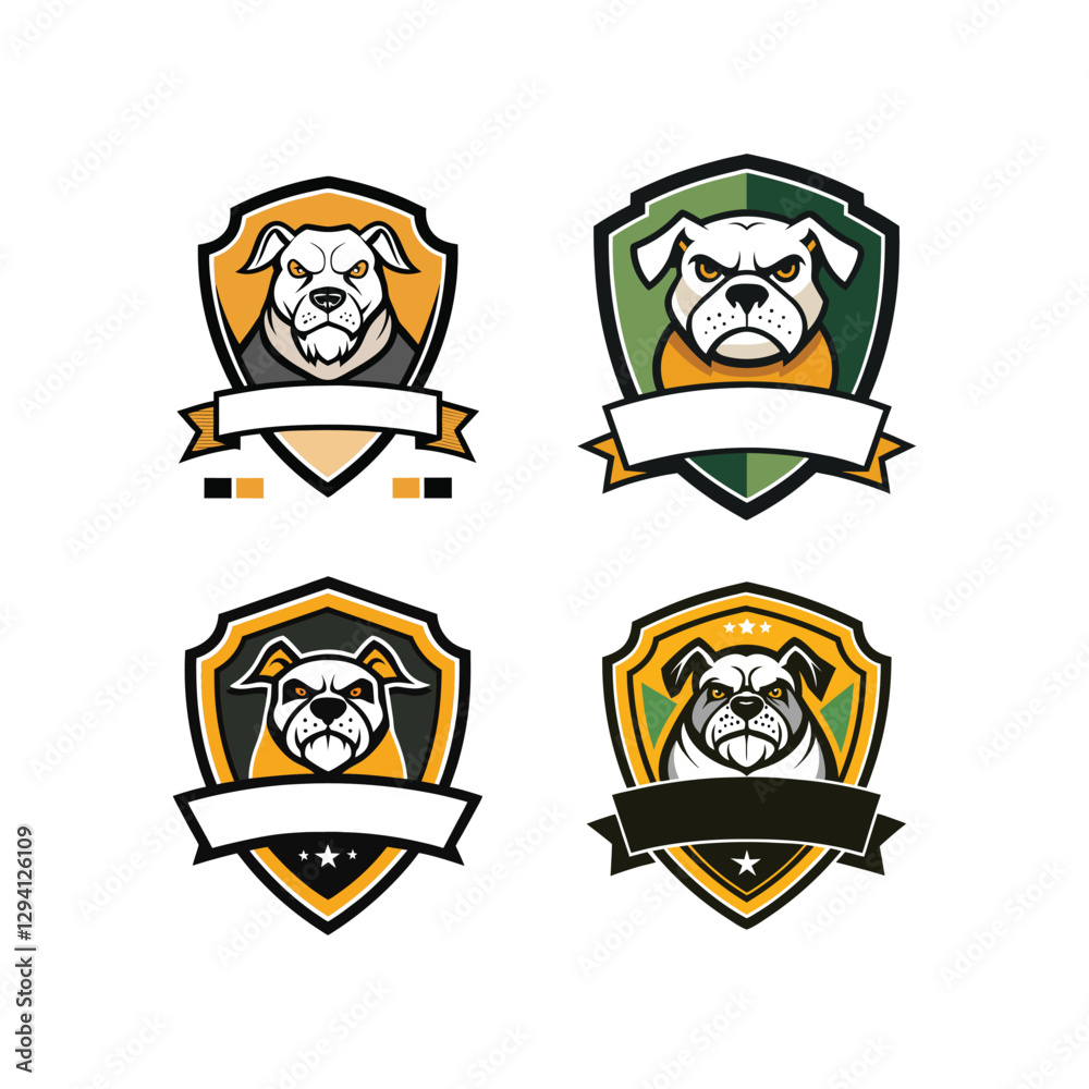 Obraz premium Classic Emblem Shield Logo with American Bulldog Vintage Pub and Sports Team Style