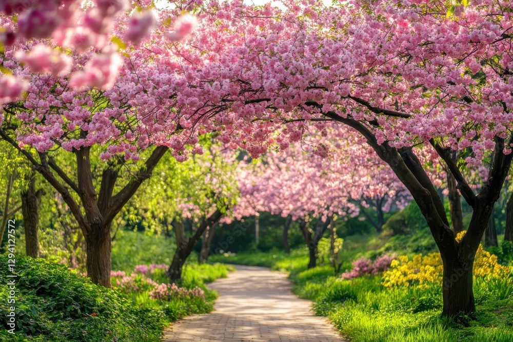 Charming spring landscape featuring colorful blossoms and lush greenery for nature enthusiasts and outdoor lovers Charming spring landscape featuring colorful blossoms and lush greenery for nature enthusiasts and outdoor lovers