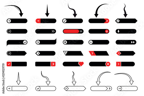 Shop now buttons. Set of shop now buttons with cart icon. Buy now button for online shop. Call for action buttons. Modern colorful buttons Vector