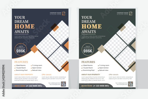 Modern clean & best real estate business a4 vector flyer template, property sale flyer design, promote real estate business, 