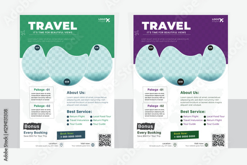 Modern clean & creative travel flyer and holiday social media business flayer templates.