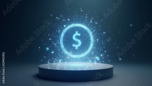 credit report 3d podium hologram transparency financial