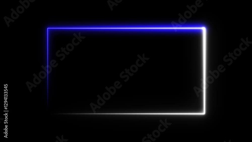 Bright neon rectangle frame. Abstract neon light background, neon lights horizontal sign.