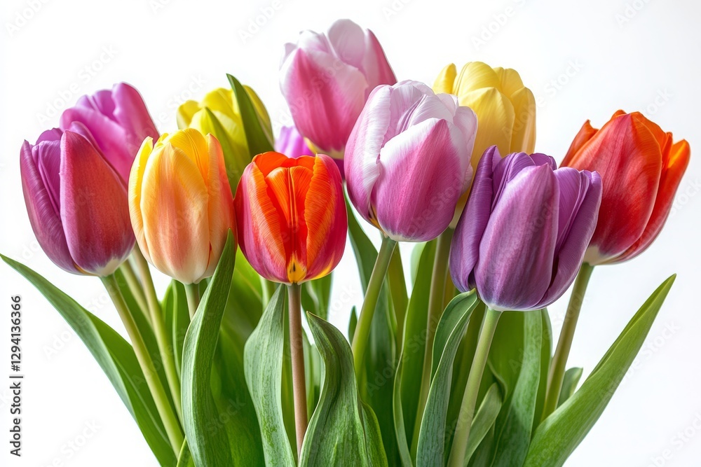 Colorful bouquet of tulips isolated on white background. Colorful bouquet of tulips isolated on white background.