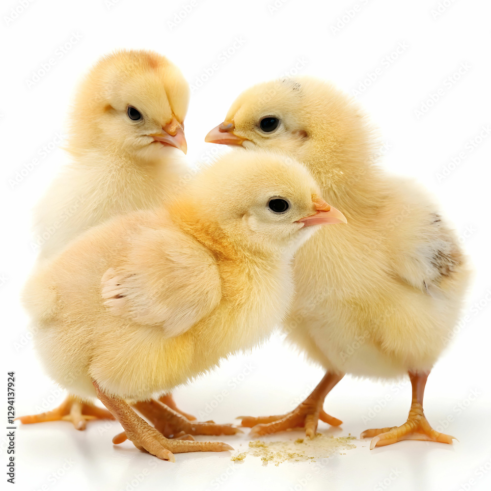 Fototapeta premium hen chicks with white background