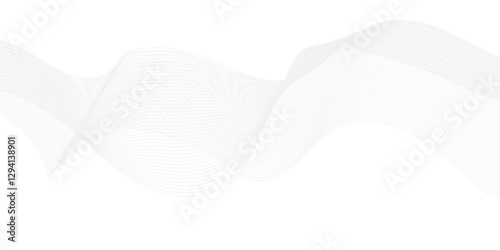 Dynamic minimal smoke sound line. Abstract glowing white blend line smooth flow soundwave curve energy gradient vector futuristic digital outline line science design.	