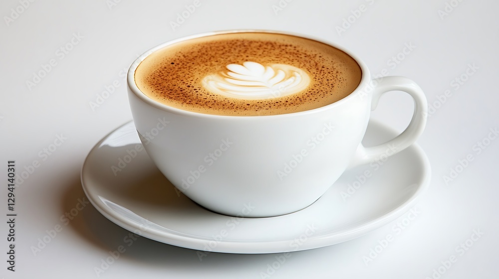 Obraz premium A Cappuccino With Latte Art Sat on a White Saucer