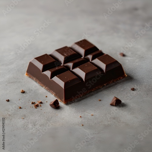 Rich and velvety dark chocolate bar with crumbled pieces.