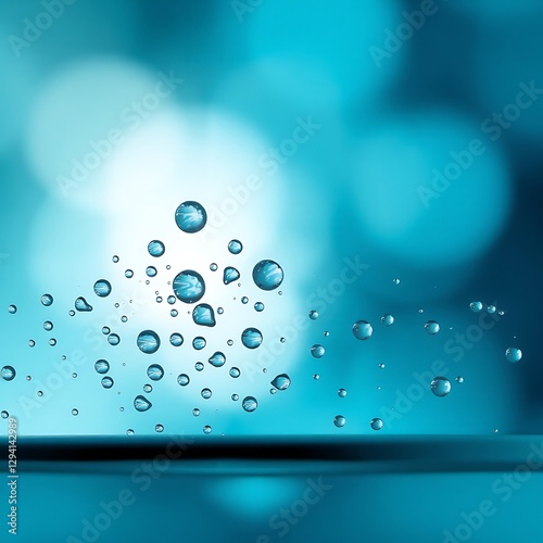Water droplets on glass with soft light and bokeh effect