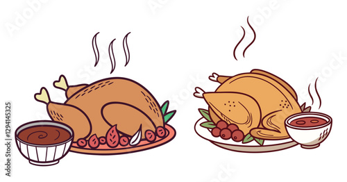 An appetizing and expertly roasted turkey on white background 