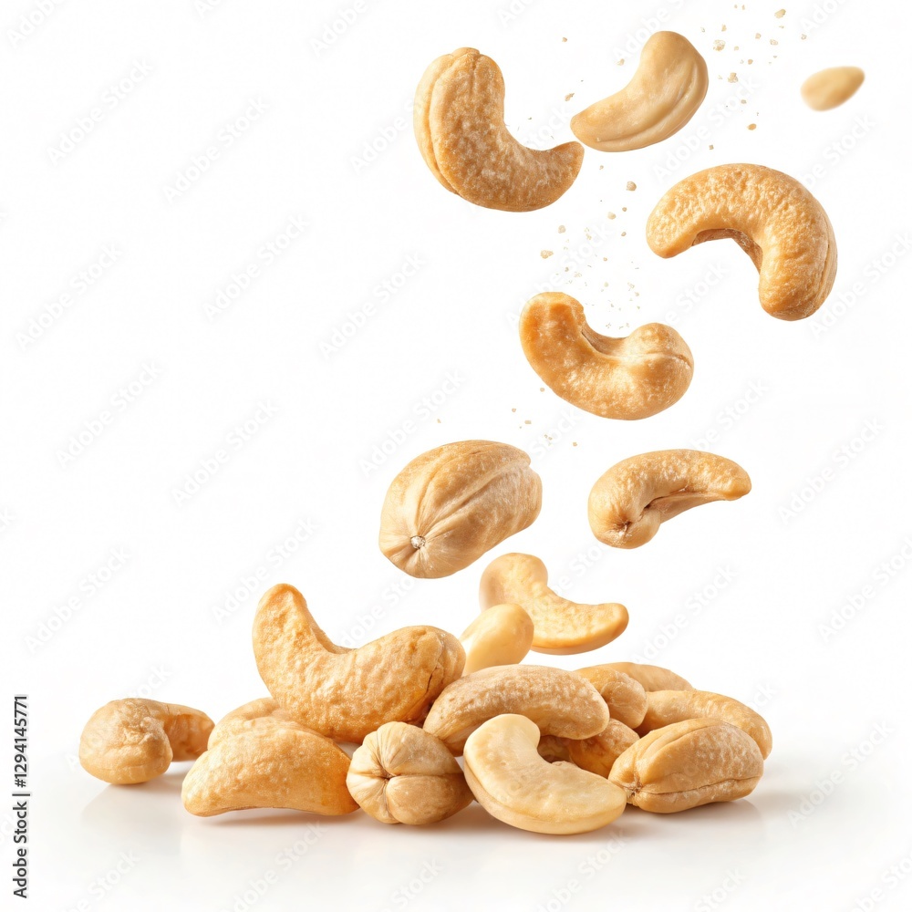 delicious cashew nuts on white background delicious cashew nuts on white background