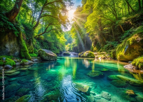Crystal Clear Swimming Hole in Lush Forest - Summer Landscape Photography