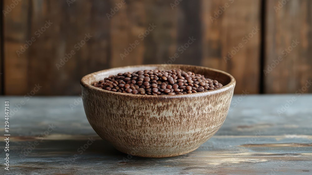 Healthy Lentil Soup in Rustic Ceramic Bowl Healthy Lentil Soup in Rustic Ceramic Bowl