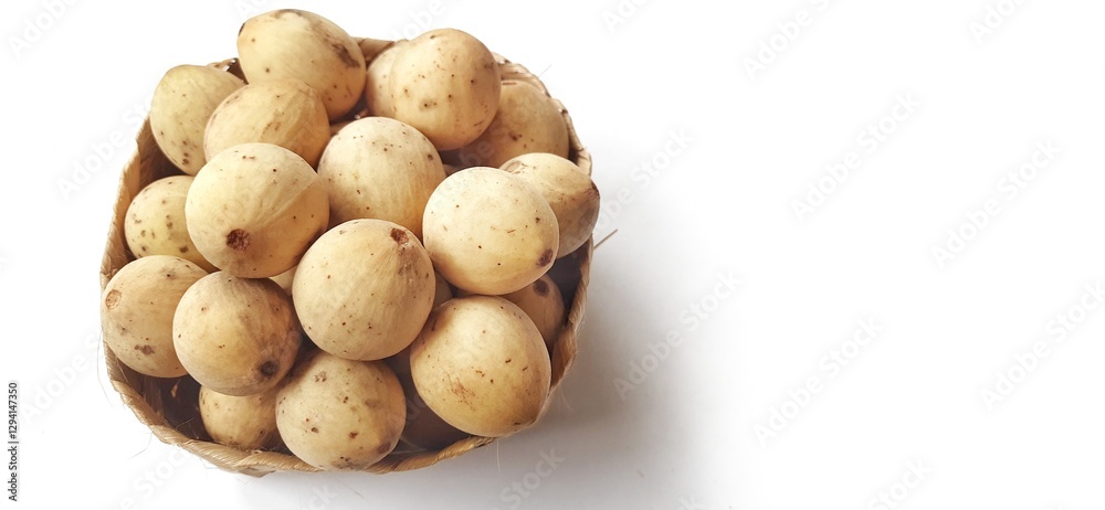 Fototapeta premium Sweet duku or langsat fruits isolated on white background