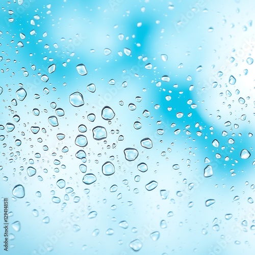 Water droplets on glass with soft light and bokeh effect