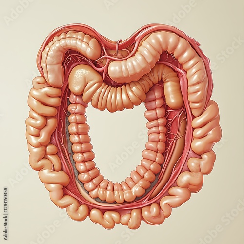 Intestine Anatomy, 3D Render
