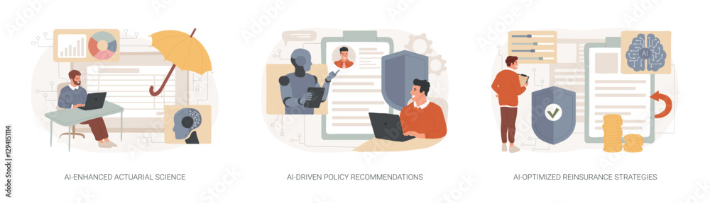AI for Insurance Companies abstract concept vector illustrations.