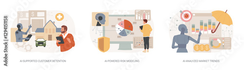 AI for competitive insurance products abstract concept vector illustrations.