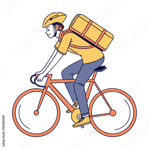 Online shop Delivery boy vector line art illustration art