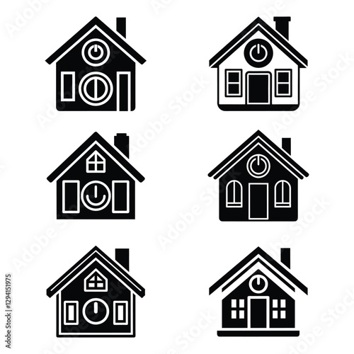 Real estate iconic set symbolic vector silhouette design