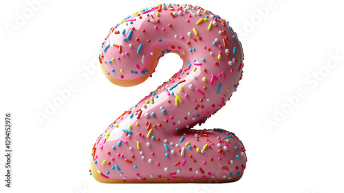 A pink number 2 covered with colorful sprinkles, perfect for birthday celebrations and festive events. This image is ideal for content related to parties, milestones, or special occasions.