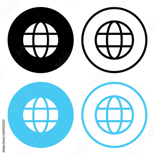 World web icon www earth globe icons. Internet icons. Website network global icon for contact icons vector sign, color set. Vector icon