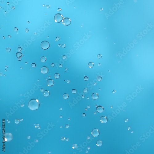 Water droplets on glass with soft light and bokeh effect