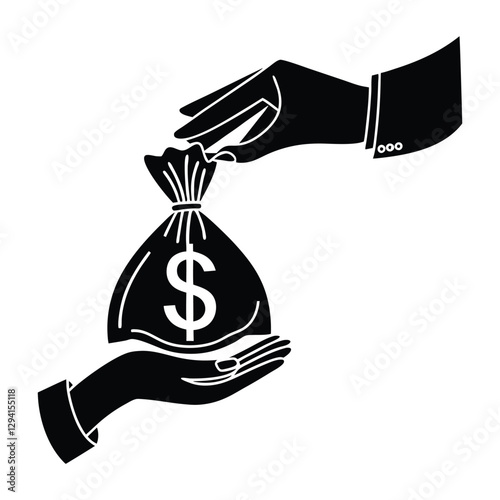 Hand holding Loan money hand drawn iconic graphic elements vector design