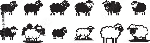 Sheep Icons Vector Set