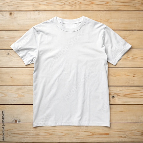 Free photo New mockup set t-shirts with copy space on wood background	