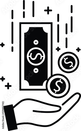 Cashback icon set, Return money, black and white