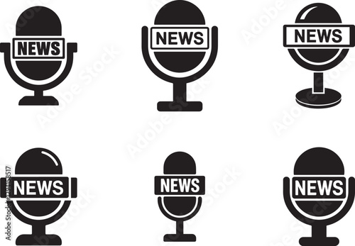 News Microphone Icons Vector Set