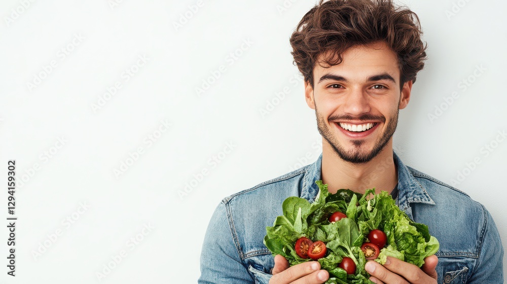 Healthy Eating Layout with Fresh Salad Ingredients Healthy Eating Layout with Fresh Salad Ingredients
