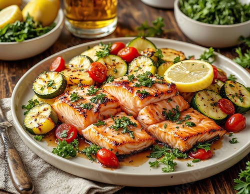 grilled salmon with vegetables