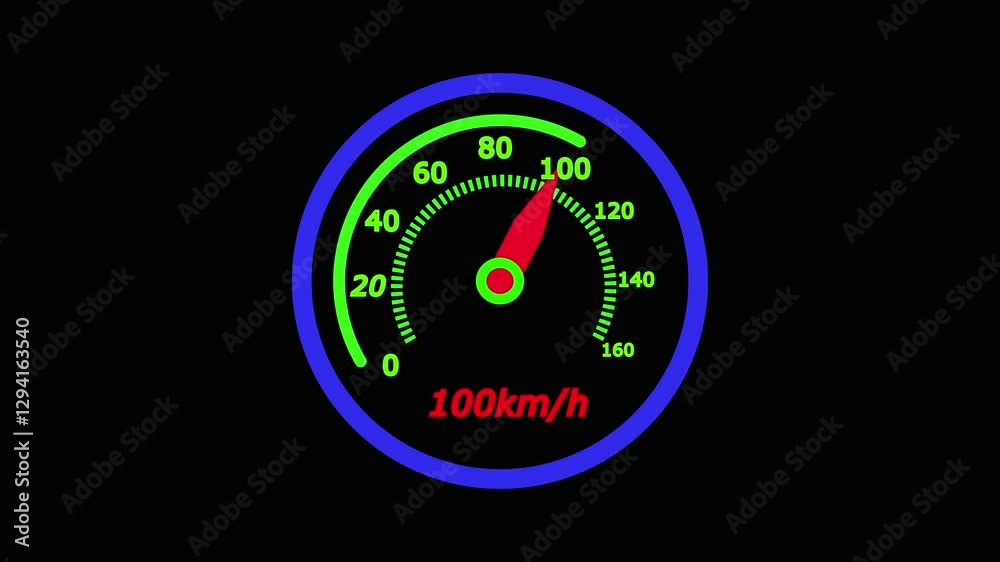 Digital symbols at the speedo meter. Car speedometer and counter - Speed concept.