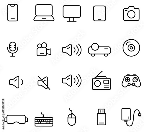 multimedia communication icons set