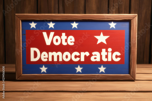 Political Campaign Sign Promoting Democratic Voting in Patriotic Colors