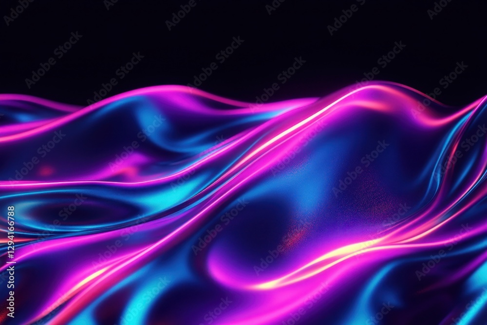 Brightly colored fabric waves create a dynamic visual display in a dark setting Brightly colored fabric waves create a dynamic visual display in a dark setting