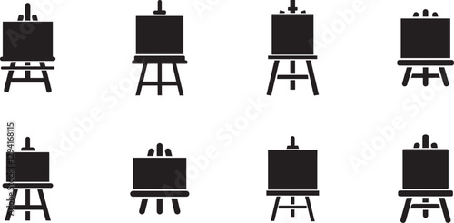 Art Day Easel and Canvas Silhouette Vector Set
