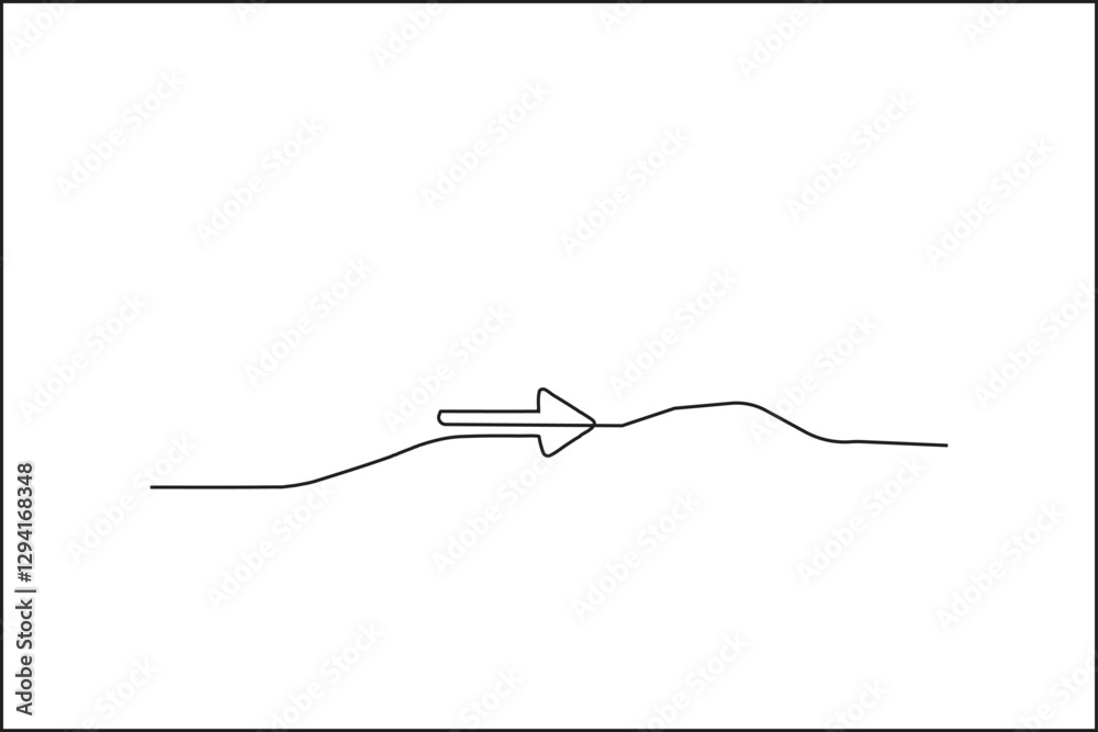 Continuous Line Drawing of Right-Pointing Arrow - Vector Illustration

