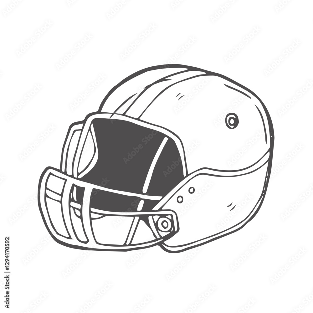 Fototapeta premium An American Football helmet hand drawn. Rugby helmet sketch illustration