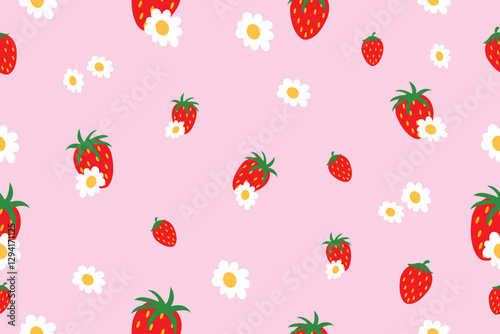 Wallpaper Mural seamless background with Strawberry pattern Torontodigital.ca