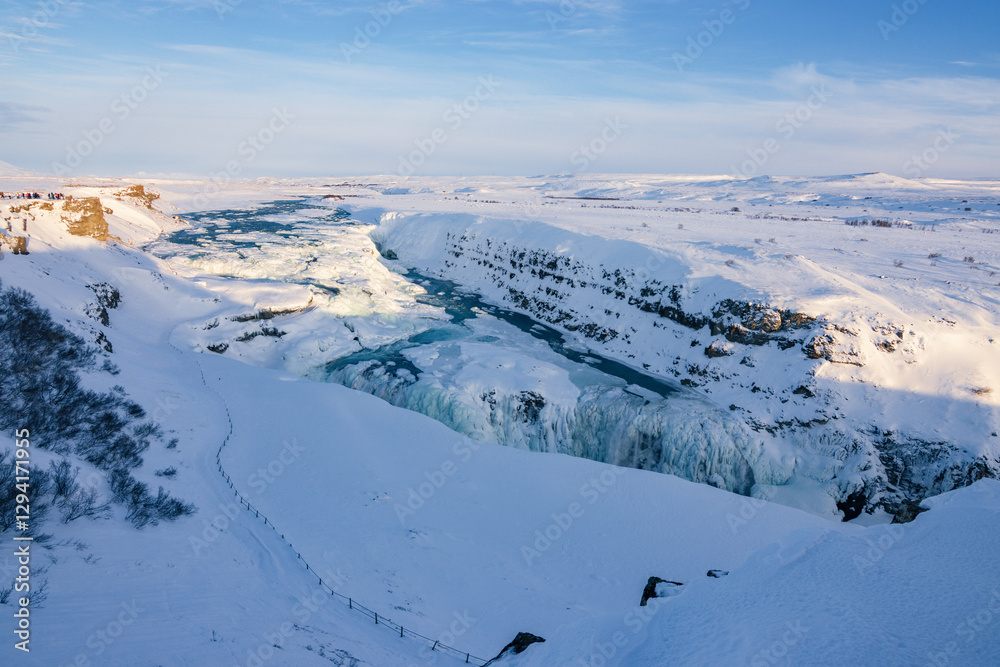 Snowed Gullfoss waterfall in winter (South Iceland) Snowed Gullfoss waterfall in winter (South Iceland)