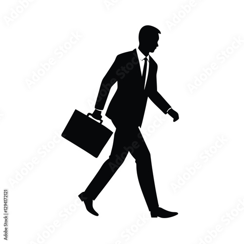Determined business professional silhouette confidently carrying a briefcase for effective work presentation
