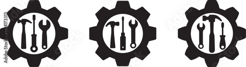 Labor Day Gear and Tools Silhouette Vector Set