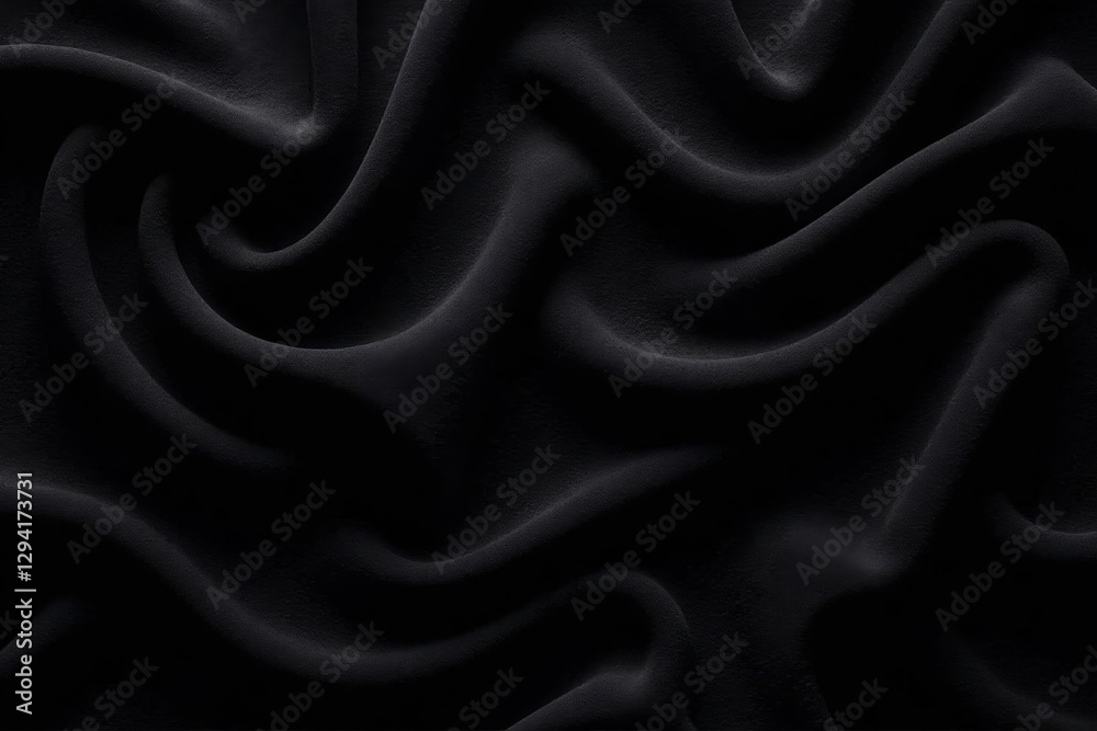 Obraz premium Deep black velvet backdrop, rich texture, elegant sheen, night, photography, folds