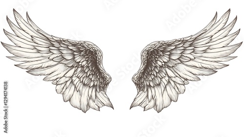 Detailed angel wings, elegant design, for tattoo or art