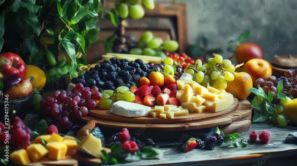 Bright Summer Picnic Spread with Fruits and Cheese Bright Summer Picnic Spread with Fruits and Cheese